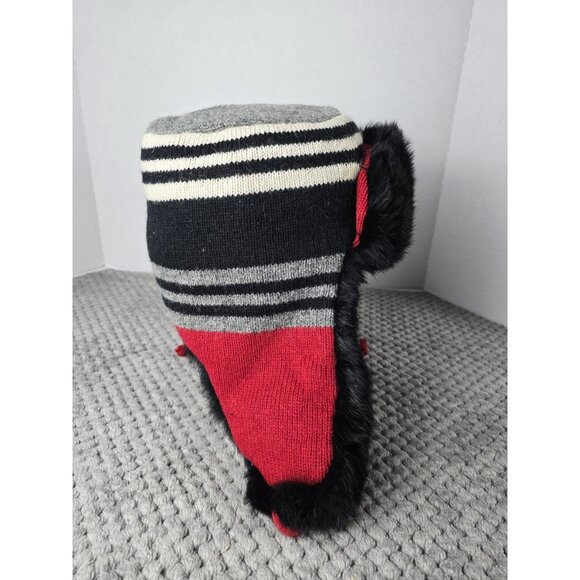 Hattersdashers Real Rabbit Fur Trapper Hat Knit Wool Bomber Red Black Gray M - Picture 4 of 8